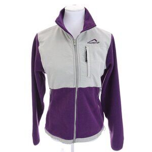 Polar Edge Womens Full Zip Up Fleece Jacket Purple Gray Zippered Pockets Sz M